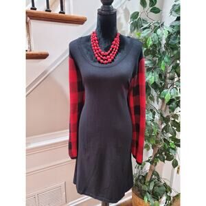 Ninexis Women's Black Rayon Scoop Neck Long Sleeve Knee Length Dress Size 2X